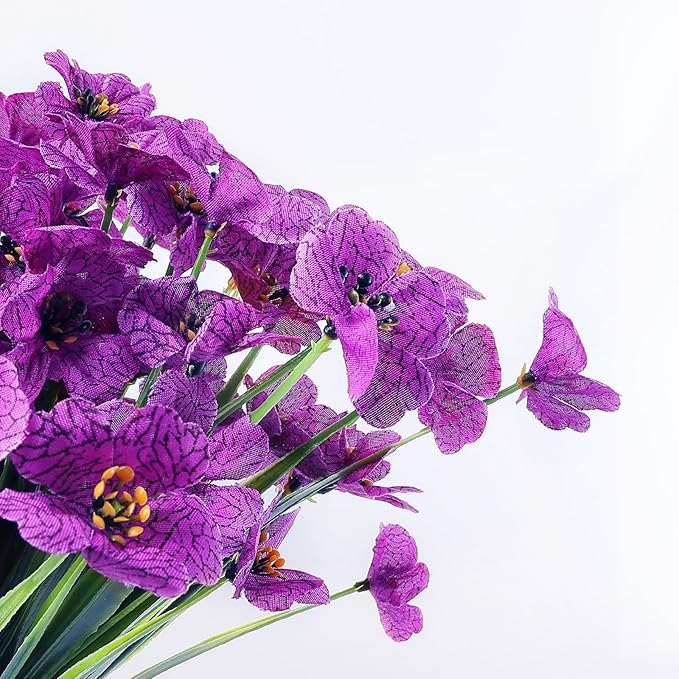 AGIRL 24 Bundles Artificial Flowers for Outdoor,No Fade Fake Plastic Flowers Faux Plants for Decoration Hanging Planters Indoor Outside Garden Porch Window Box Home Wedding Farmhouse