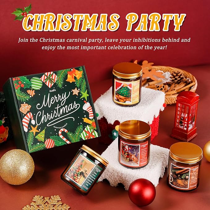 Christmas Tree Candle - Scented Aromatherapy Jar Candle for Home - Winter Holiday Gifts for Women and Men - 7 oz