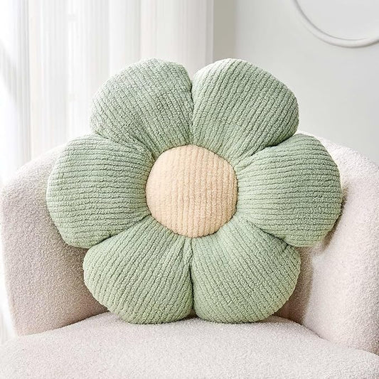 Flower Throw Pillow, Soft Sage Green 14.9" Shaped Floor Pillow for Home Decor, Cute Aesthetic Plush Decorative Pillows for Bed, Sofa, Couch