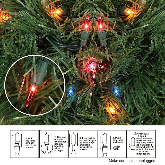 Biswing 15 FT Pre-lit Christmas Green Garland, Lighted Artificial Pine Garlands with 35 Count Multicolor Lights, Connectable & Light Up for Indoor Outdoor Gate Home Winter Holiday New Year Decor