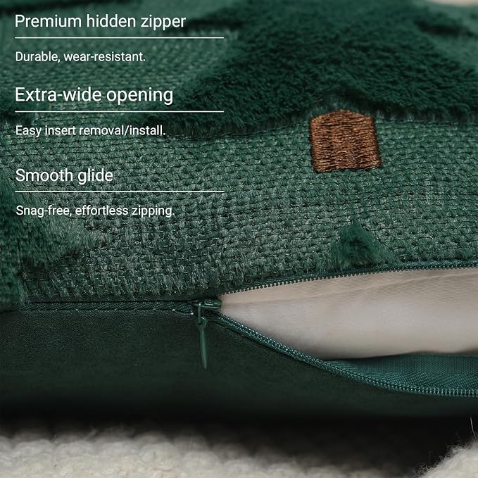 GEEORY Christmas Pillow Covers 18x18 Inch Set of 2, Christmas Decorations Xmas Tree Soft Plush Fluffy Faux Fur Decorative Throw Pillows Rustic Winter Decor Cushion Case Green Brown GC033-18