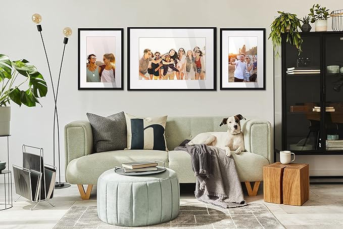 5.5x8.5 Frame Black Wood with White Mat | 8.5x11 Frame Matted to 5.5x8.5 | Display Your Print Under UV Acrylic Shatter Guard Front, with Foam Board Backing and Wall Hanging Hardware - Wood Frame