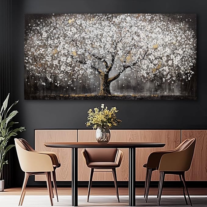 SDYA Plant Wall Pictures Large Neutral Canvas Paintings Black and White Hanging Art 24"x48" BedRoom Wall Decoration Farmhouse Kitchen Decor