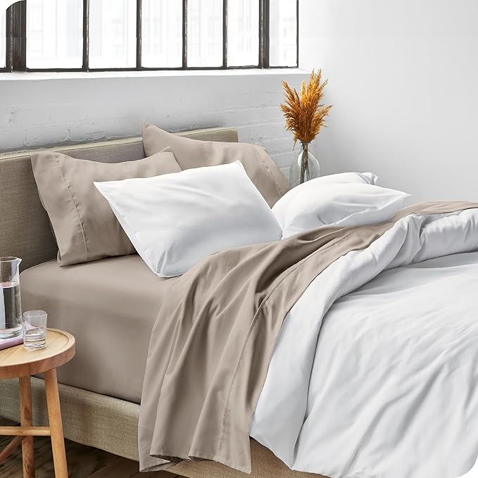 Bare Home Full Sheet Set - Luxury 1800 Ultra-Soft Microfiber Full Bed Sheets - Double Brushed - Deep Pockets - Easy Fit - 4 Piece Set - Bedding Sheets & Pillowcases (Full, Khaki)