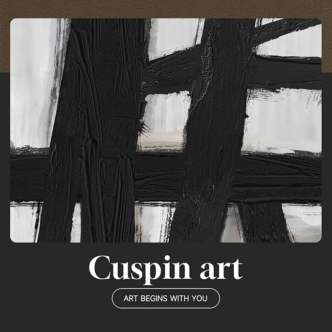 Framed Black and White Abstract Wall Art, 2 Piece Modern Canvas Prints Paintings Artwork for Walls, Minimalist Black Lines Pictures for Living Room Fireplace Dining Room Bedroom Wall Decor 16x24 In