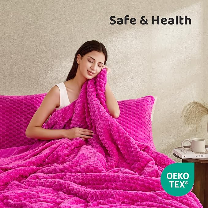 Petrichor Fluffy King Comforter Set - Ultra-Soft Pink Flannel Thick Comforter for King Bed, Luxury Warm Bedding Set for Winter & Fall, Cozy Fuzzy Bed Set 3 Pieces (1 Comforter & 2 Pillowcases)