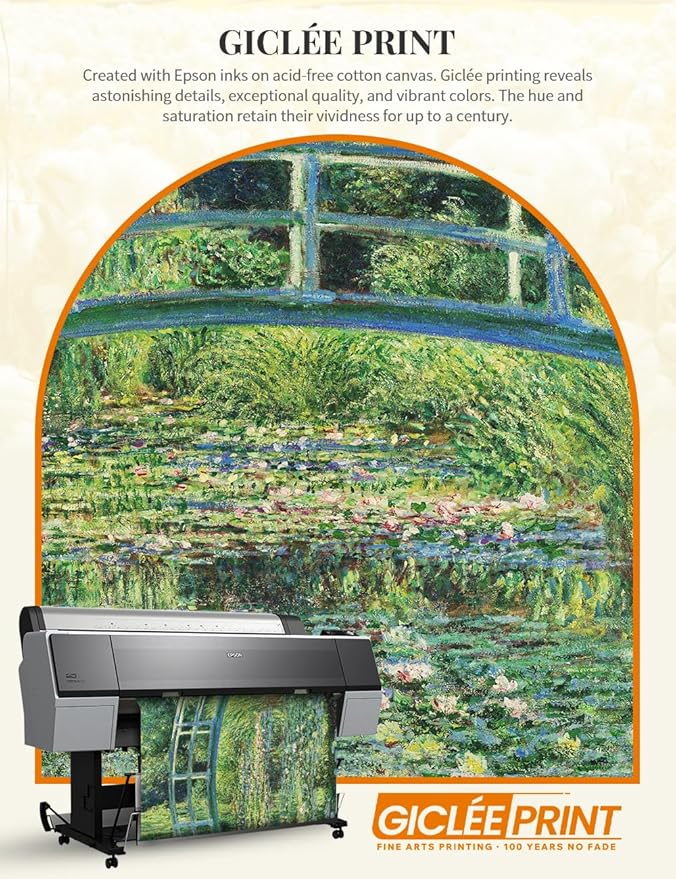 DECORARTS - The Japanese Bridge (The Water-Lily Pond), Claude Monet Art Reproduction. Giclee Canvas Prints Wall Art for Home Decor 24x20