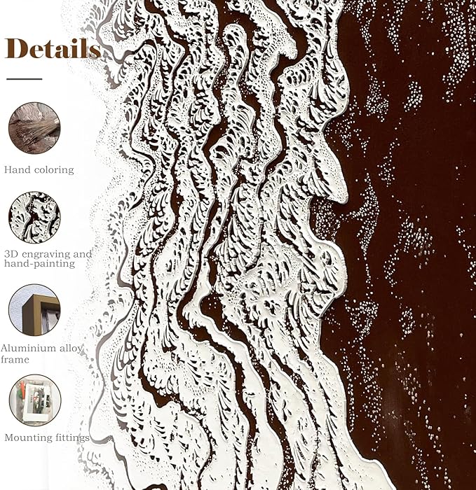 BrightA Canvas Wall Art for Bathroom and Office Handmade Oil Painting Wall Decor with Framed Design Modern Large Wall Canvas Art 27.6"x39.3"