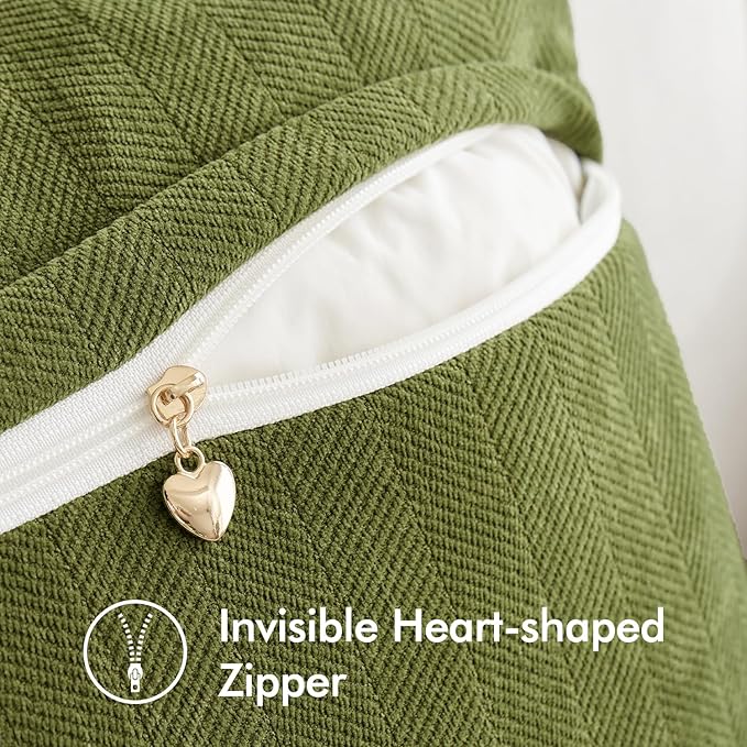 MIULEE Pack of 2 Moss Green Decorative Pillow Covers 20x20 Inch Soft Chenille Luxurious Couch Throw Pillows Farmhouse Cushion Covers with Elegant Design for Sofa Bedroom Living Room Home Decor