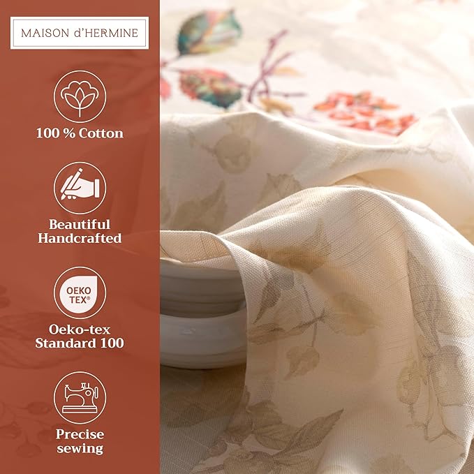 Maison d' Hermine Cloth Napkins Set of 4 100% Cotton Everyday Reusable Square Napkins Cloth Washable, Dinner, Party, Wedding, Restaurant (Equinoxe - Beige, 20" x 20")