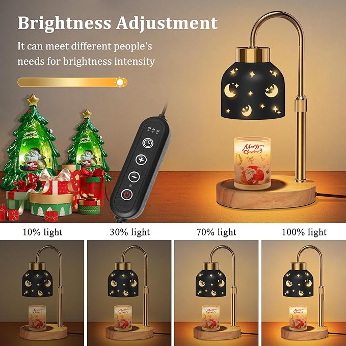 Candle Warmer Lamp with Timer, Black - Wax Melt Warmer, Adjustable Height, Ideal for Jar Candles, Perfect House Warming Gift for Women on Christmas