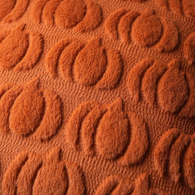 GEEORY Fall Pumpkin Throw Pillow Covers 16x16 Inch Set of 2, Autumn Soft Plush Faux Fur Wool Decorative Farmhouse Holiday Cushion Case for Home Decoration (Rust) GC001-16