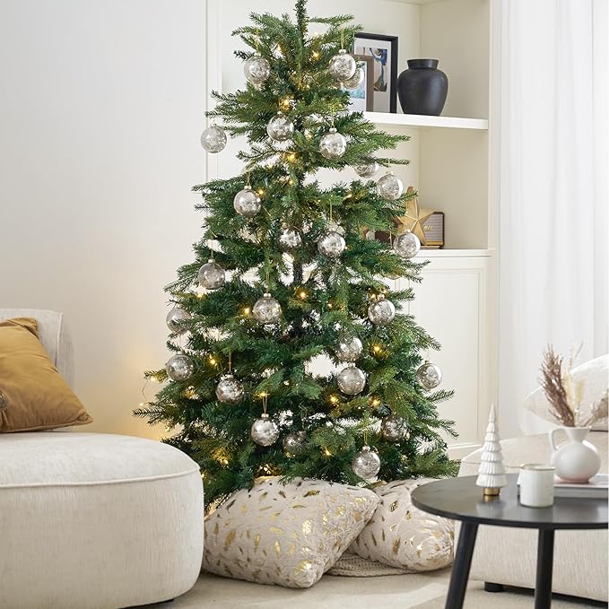 Christmas Ball Ornaments Set of 12pcs-3.15” Silver Mercury Glass Xmas Hanging Ball Decorations for Christmas Tree, Elegant Shiny Xmas Ornaments for New Year Thanksgiving Birthdays Holiday Party