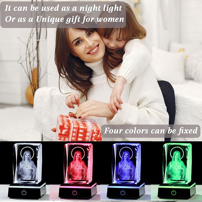 Movdyka 3D Crystal Jesus Statue Christian Gifts for Women Men Faith, Laser Engrave Religious Gifts for Friends Mom Dad Teens Catholic, Jesus Stuff Room Decor