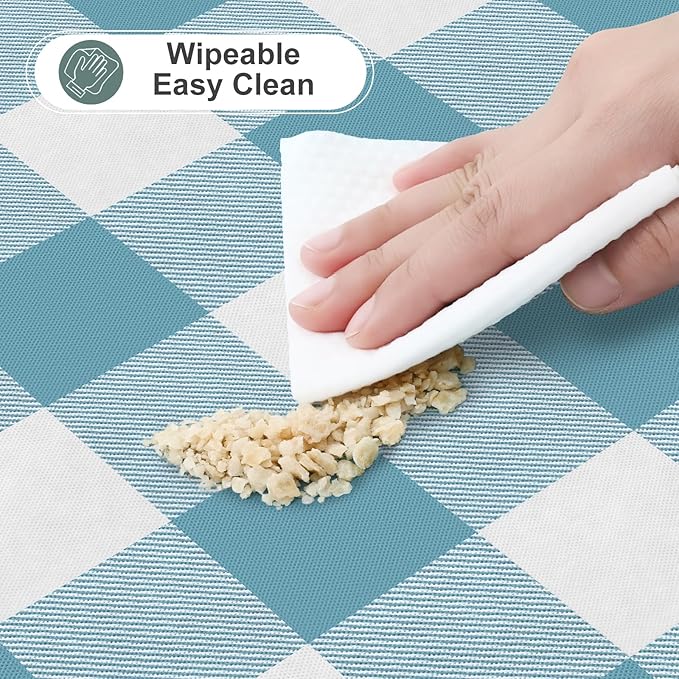 misaya Rectangle Waterproof Vinyl Table Cloth, Buffalo Flannel Backed Tablecloth, Wipeable Plastic Table Cover for Dinner, Kitchen, Outdoor (60" x 84", Aquamarine and White)