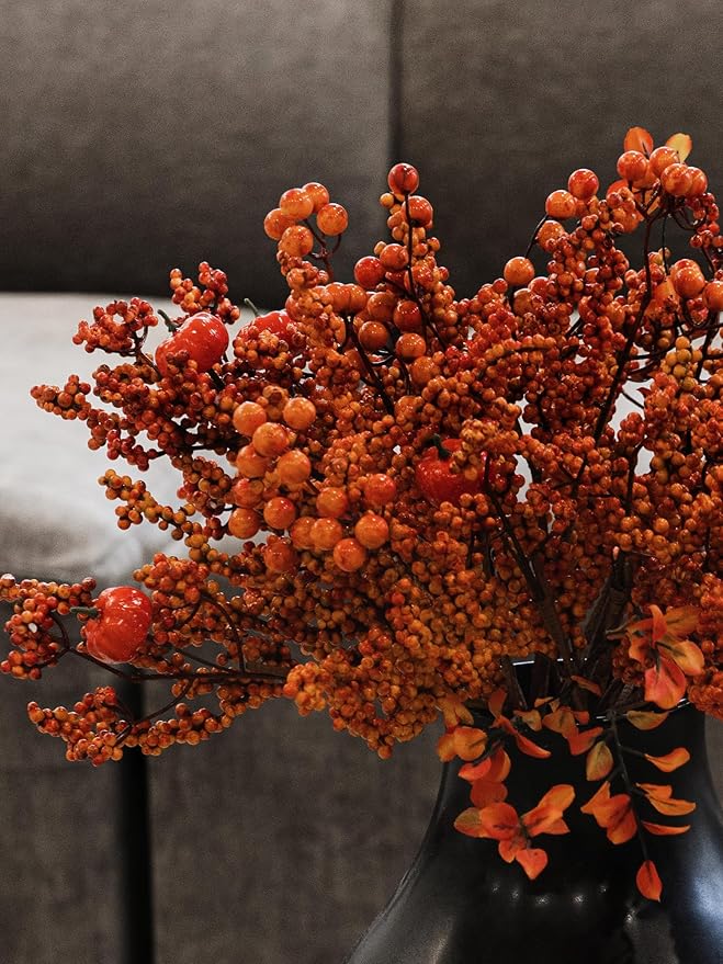 MISSPIN 10 PCS 18 inch Fall Decor Bouquets, Fall Decorations Indoor Outdoor Halloween Thanksgiving Farmhouse Arrangement Decorations for Front Door Wedding Centerpieces in Autumn (Pumpkin Berry)