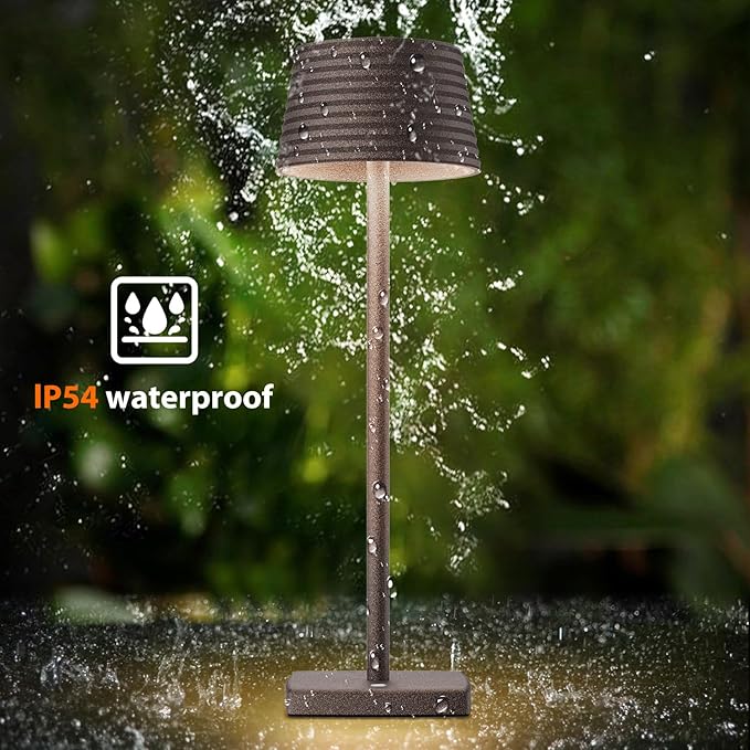 Cordless Table Lamps Rechargeable,Battery 6000mAh LED Portable Lights for Outdoor/Patio/Restaurant/Indoor Desk Lamp - IP54 Waterproof 3 Colors Stepless Dimming (Rust)
