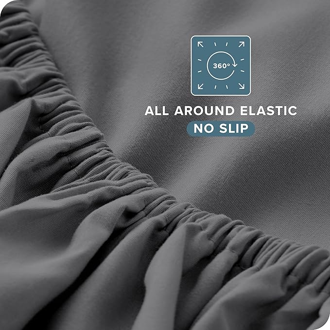 Bare Home Split Queen Sheet Set - 1800 Ultra-Soft Microfiber Split Queen Bed Sheets - Double Brushed - Deep Pockets - Easy Fit - 5 Piece Set - Bedding Sheets & Pillowcases (Split Queen, Grey)