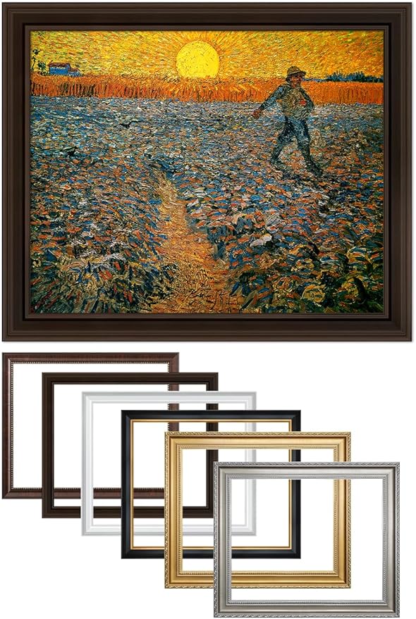 DECORARTS - The Sower - Vincent Van Gogh Giclee Prints w/Antique Brown Frame for Wall Decor. Picture Size: 20x16, Total Size w/Frame: 23x19
