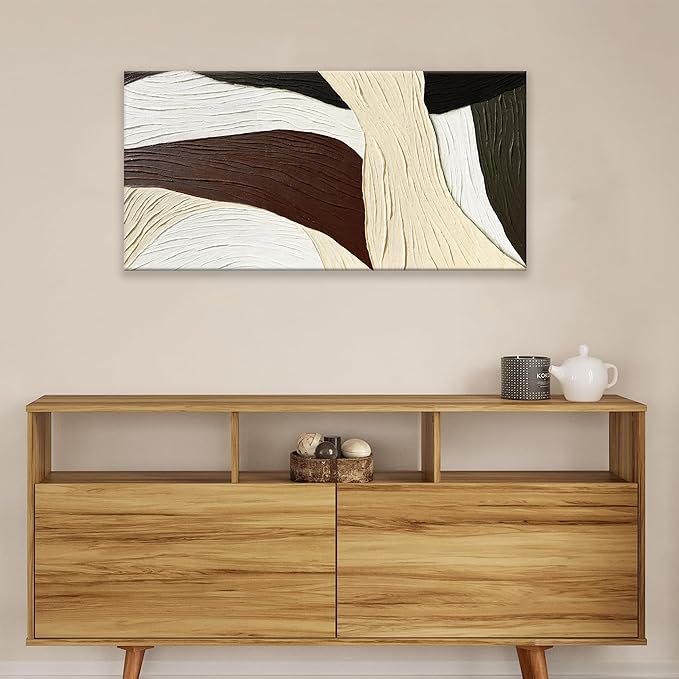 Canvas Art Wall Decor Artwork Multicolor Geometric Line Abstract Wall Decor Brown Paintings Abstract Wall Art Modern Bedroom Art Bathroom Home Artwork 20"X 40" Ready To Hang