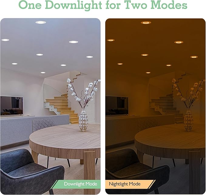 Soliseed 5/6 Inch LED Recessed Lighting with Night Light,5CCT Selectable 2700K-5000K Retrofit Downlight,12W=60W,800LM,Dimmable LED Replacement Can Lights,Easy Install,E26,6 Pack