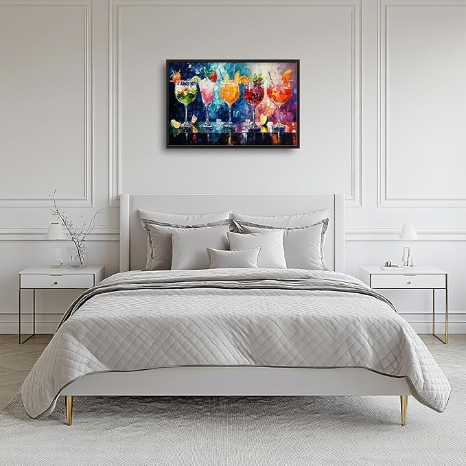 Olivine Large Wall Art, Cocktail Pictures Wall Decor, Colorful Cocktail Paintings, Liquor Canvas Prints, Framed Artwork for Bar Bathroom Bedroom Living Room Office Home Decoration 36"x24"