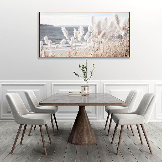 Wall Art Framed Artwork Decor Nature Canvas Art ReedSeascape Wall Decor for Bedroom Living Room Decoration Home Kitchen Office 29" x 58"