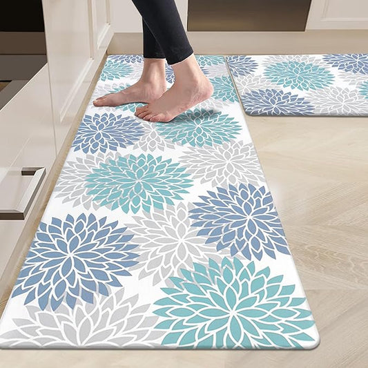 HEBE Anti Fatigue Kitchen Rug Sets 2 Piece Non Slip Kitchen Mats for Floor Cushioned Kitchen Rugs and Mats Waterproof Comfort Standing Mat Runner for Kitchen,Home Office,Sink,Laundry