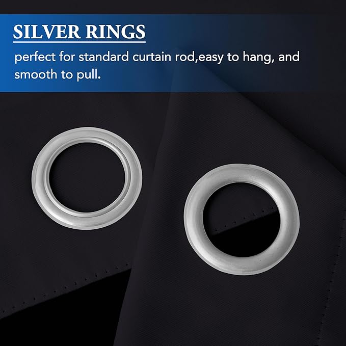 Beauoop 100% Blackout Curtains 84 Inches Long for Patio Sliding Door Black Solid Extra Wide Room Darkening Thermal Insulated Room Divider Soundproof Grommet Window Treatment Drapes,100x84 Set of 1