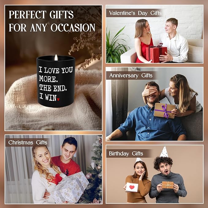 Anniversary Wedding Gifts for Women Men - I Win Long Lasting Vanilla Lavender Scented Candle 10 oz - Christmas Birthday Gifts for Him Her, Couple Gift for Boyfriend Girlfriend Husband Wife