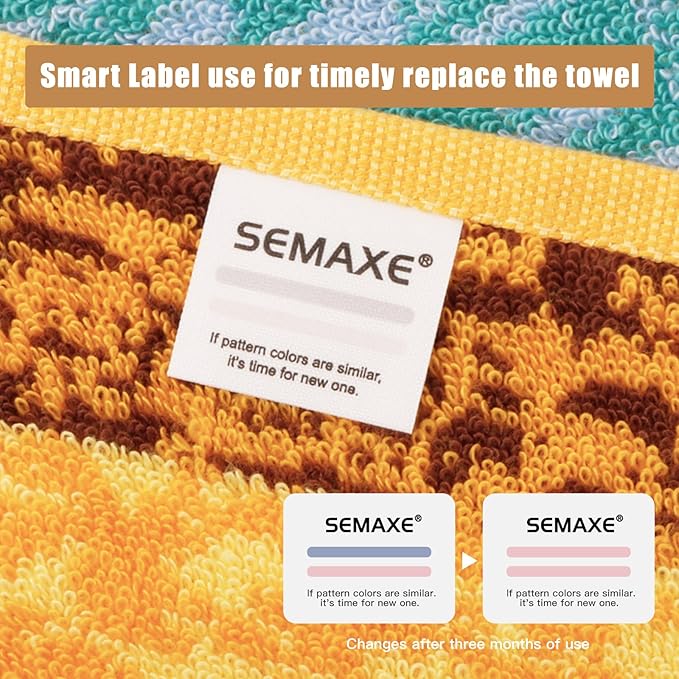 SEMAXE 12 Pack Hand Towels for Bathroom, 100% Cotton Towels with Hanging Loops, Soft & Highly Absorbent, Hand Towel Set for Gym, Shower, Hotel, Spa and Kitchen, Colorful Towel - Wheat Field Collection