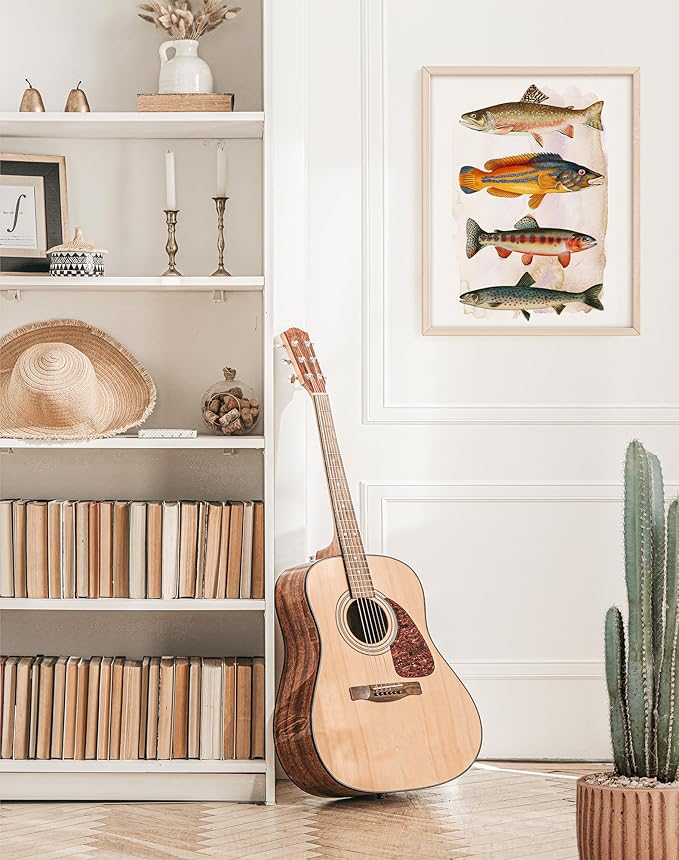 Vintage Fish Art Print - Unframed - 8x10 | Vintage Dcor | Farmhouse Dcor | Bathroom Dcor Wall Art | Kitchen Wall Dcor | Kitchen Wall Art