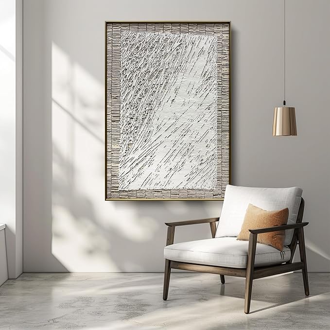 BrightA Handmade Canvas Wall Art for Dining Room and Kitchen Framed Abstract Paintings Framed Paintings for Living Room 27.6"x39.3"