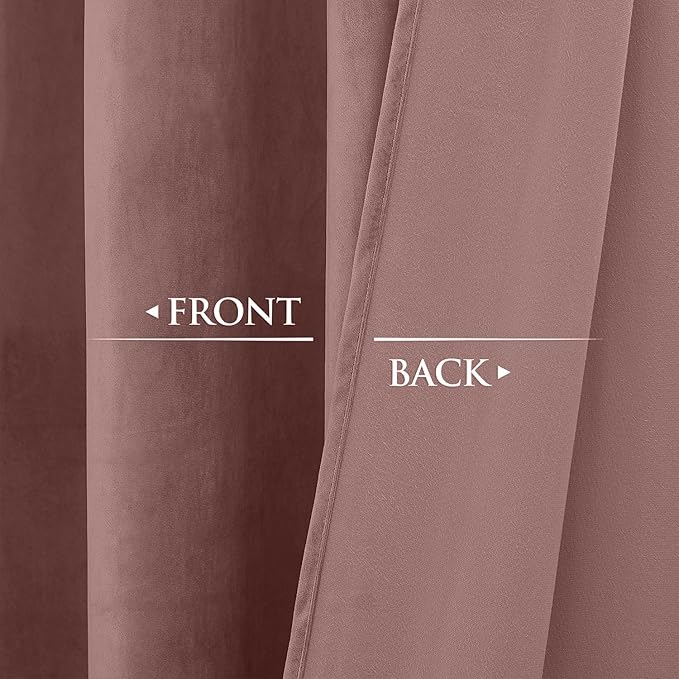 StangH Wild Rose Velvet Curtains for Bedroom, Light Blocking Living Room Curtains 108 inches Long for Sliding Door/Patio, Thermal Insulated Room Dividers, W52 x L108, 2 Panels