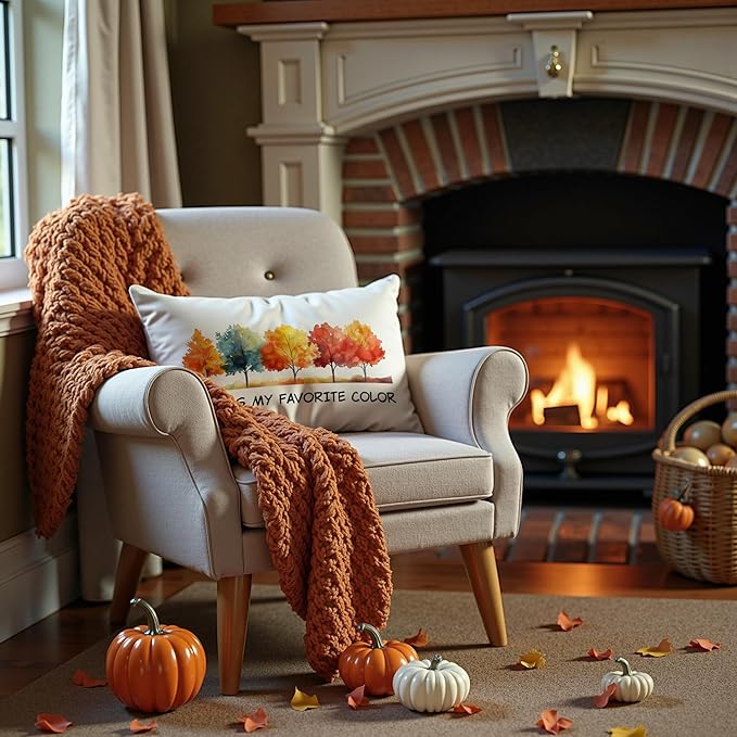 Fall is My Favorite Color Maple Tree Pillow Cover 20x12, Autumn Maple Leaf Throw Pillow Case for Couch Sofa Bed, Fall Decorative Cushion Cover for Home Living Room Bedroom Decor