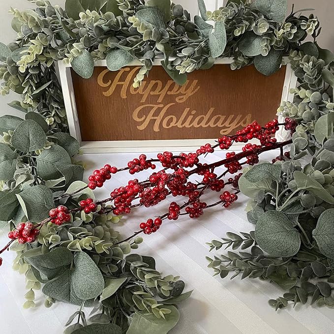 FLORLAB 6.2 Ft Long Faux Eucalyptus Greenery - Wedding Arch Summer Decor - Lambs Ear & Magnolia Garland