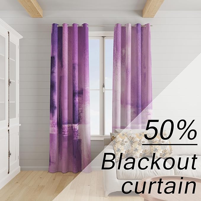 Asuexpect Purple Curtains 2 Panels Abstract Rust Curtain Room Darkening Grommet Window Treatments Modern Decorative for Bedroom Living Room, 52x63 Inches