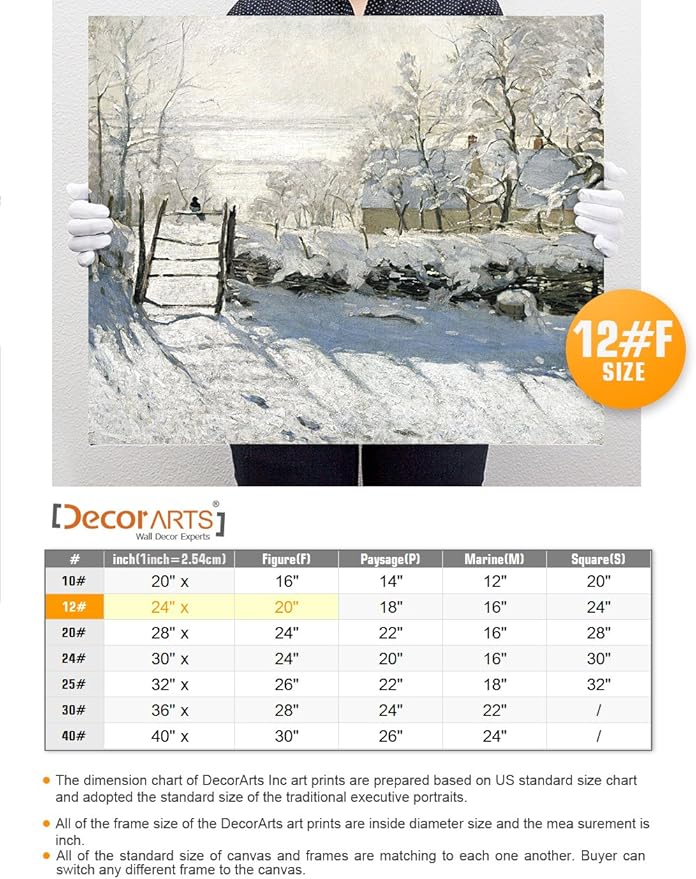 DECORARTS - The Magpie, Claude Monet Art Reproduction. Giclee Canvas Prints Wall Art for Home Decor 24x20