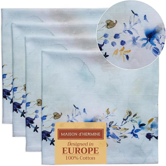 Maison d' Hermine Cloth Napkins Set of 4 100% Cotton Everyday Reusable Square Napkins Cloth Washable, Dinner, Party, Wedding, Restaurant, Spring/Summer (Lazy Summer Days, 20" x 20")