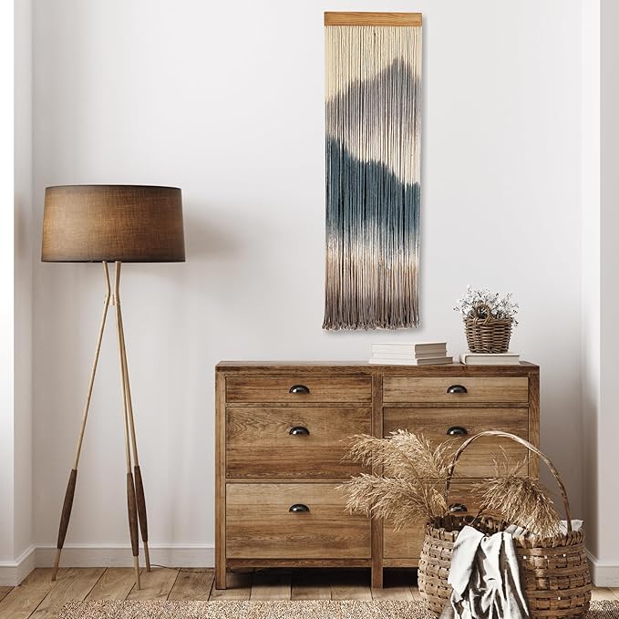 Knots & Beyond 'Mini' Collection, Macrame Wall Hanging, Dip Dye Fiber Art Wall Art, Tie Dye Tapestry, Boho Wall Decor for Above Couch, Headboard, Living Room Decor Wall, Woven Macrame Art, Quantity 1,