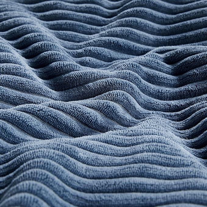 Fancy Homi 4 Packs Dusty Blue Lumbar Decorative Throw Pillow Covers 12x20 Inch for Couch Bed Sofa, Rustic Farmhouse Boho Home Decor, Soft Striped Corduroy Rectangle Accent Cushion Case 30x50 cm