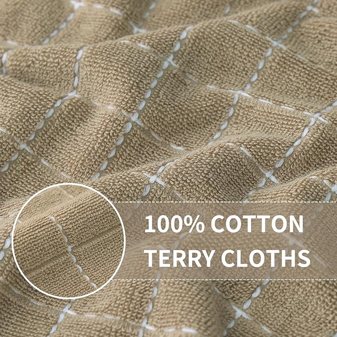 Homaxy 100% Cotton Terry Kitchen Dish Cloths, Ultra Soft and Absorbent Dish Towels for Kitchen, Perfect for Drying and Washing Dishes, 8 Pack, 12 x 12 Inches, Tan