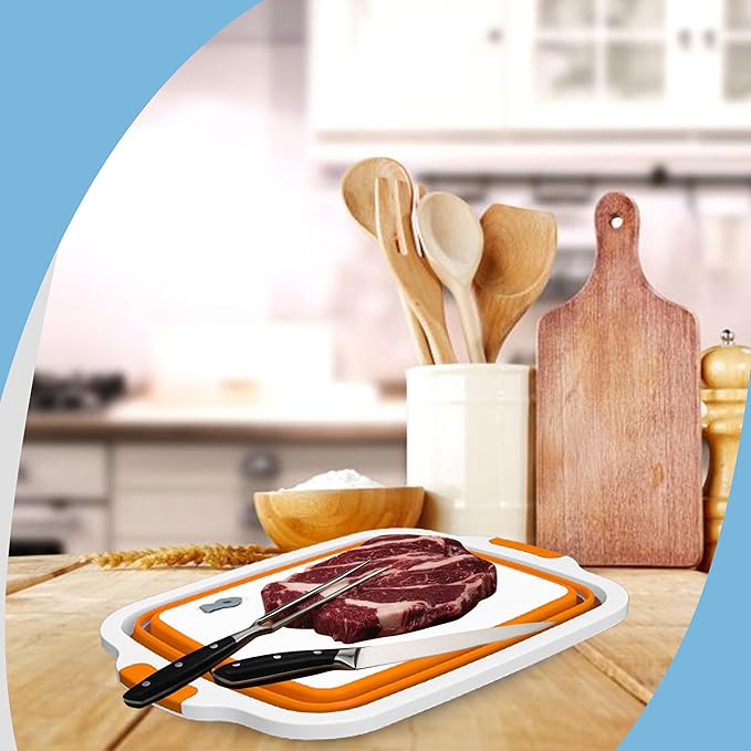 BBQ Prep Tub, 16L Multifunctional Camping Cutting Board with lid, Meat Prep Tub for Meal Prep Marinating Food, Tailgate Container with Lid, Collapsible Food Storage Containers (XL)