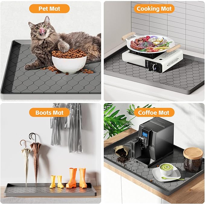 Silicone Under Sink Mat 25" x 19", kitchen Essentials and Gadgets, Shelf liner and Cabinet Protector, Home Organizers and Storage, Waterproof Bathroom Tray