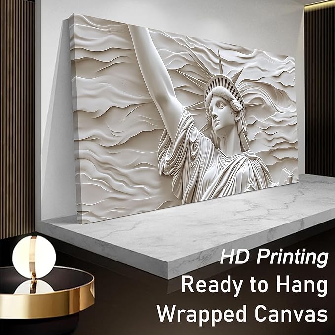 Trogonup White Statue of Liberty Canvas Wall Art for Living Room Large Modern Canvas Prints Picture Artwork for Bedroom Home Office 20"x40"