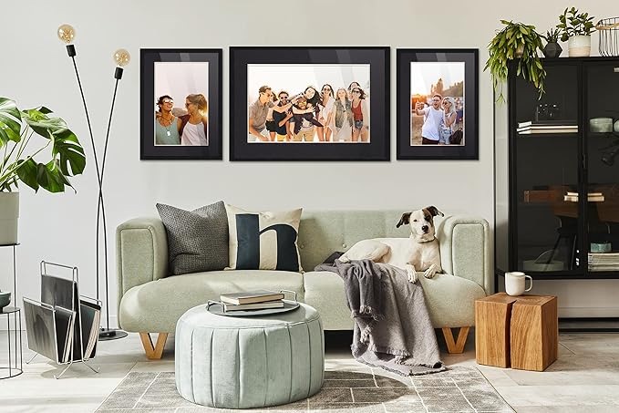 CountryArtHouse 24x36 Frame Black Solid Wood with Black Mat | 28x40 Frame Matted to 24x36 | Includes UV Acrylic Plexiglass, Foam Board Backing and Wall Hanging Hardware