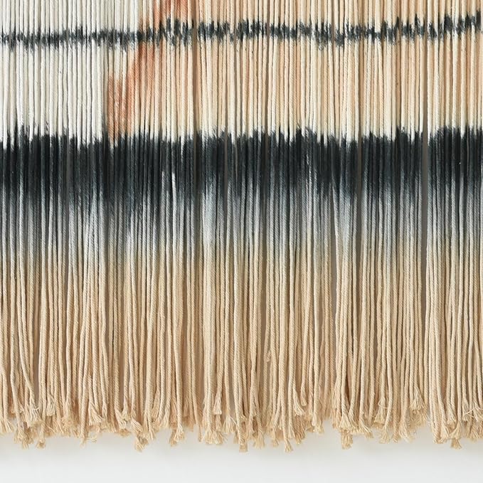 Jakalin Macrame Wall Hanging Large Sunset Dip Dye Boho Tapestry Handmade Woven Cotton Wall Art for Bedroom, Living Room, Above Bed Neutral Modern Minimalist Decor 57" Wx35 L