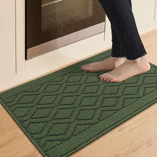 COSY HOMEER-Kitchen-Rugs-and-Mats 20"x30" Non Slip Kitchen Mats for Floor Absorbent Kitchen Rug Washable Kitchen Standing Floor Mat for Sink Mat,Throw Rug,Entry,Laundry,Green