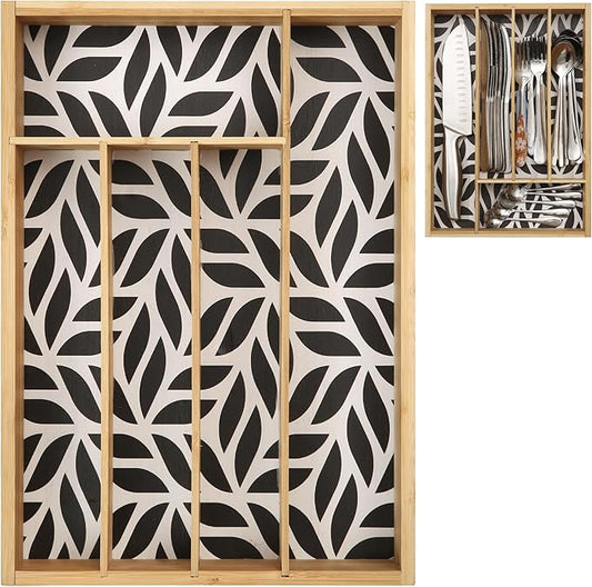 Kitchen Drawer Organizer - Silverware & Utensil Organizer, 5-Slot, Geometric Print
