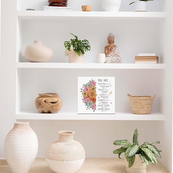 SSQBZU Christian Gifts: 'You Are Beautiful' Wood Box Sign, Christian Home Decor Accents for Christmas, Birthday, Thanksgiving, Easter & More
